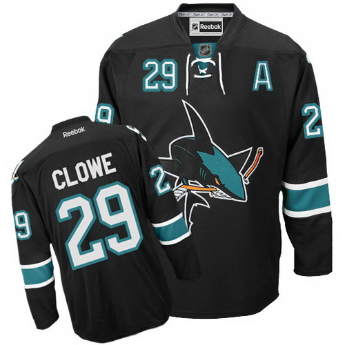 Best sale San Jose Sharks 29 Ryane Clowe Black NHL Hockey Jersey
